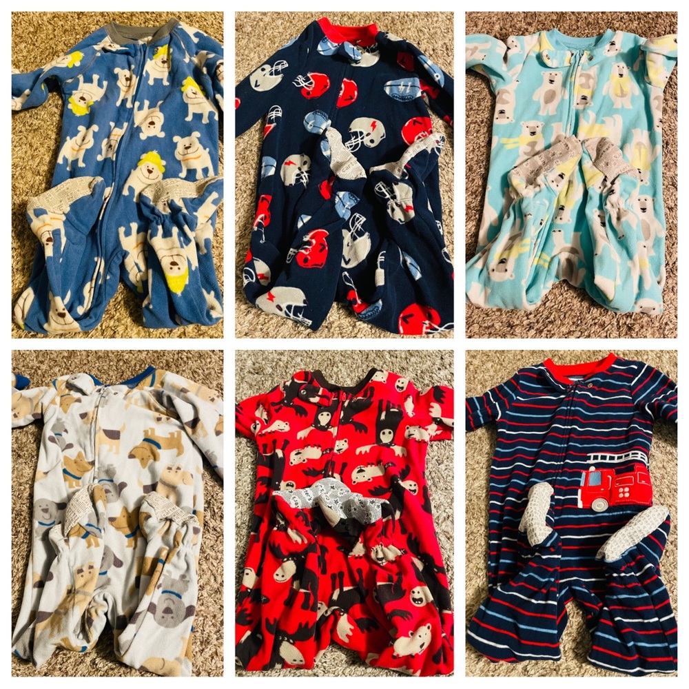 11 PJs Size 18mo Fleece Footies